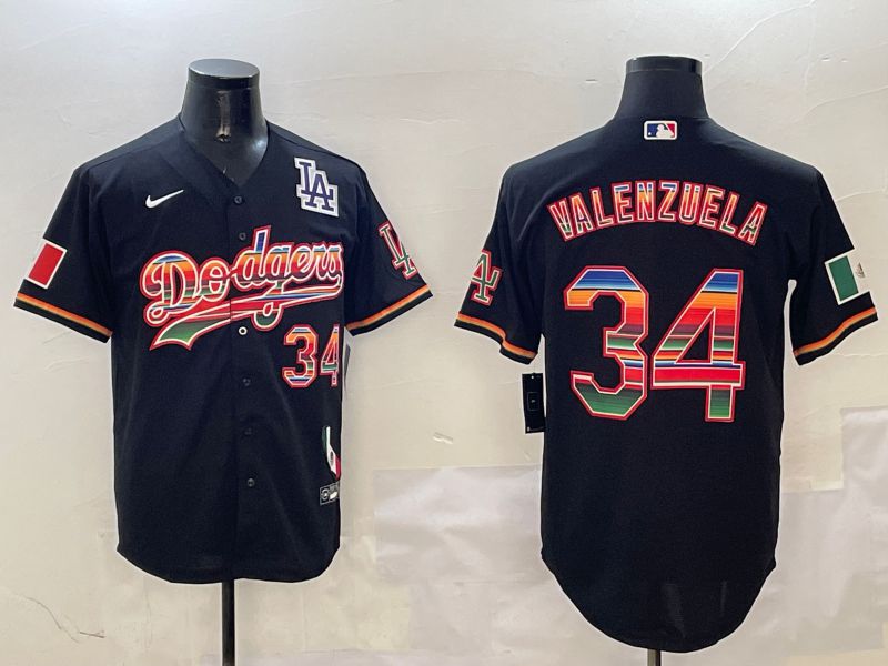 Men Los Angeles Dodgers #34 Valenzuela Black Fashion Game 2025 Nike MLB Jersey style 3122